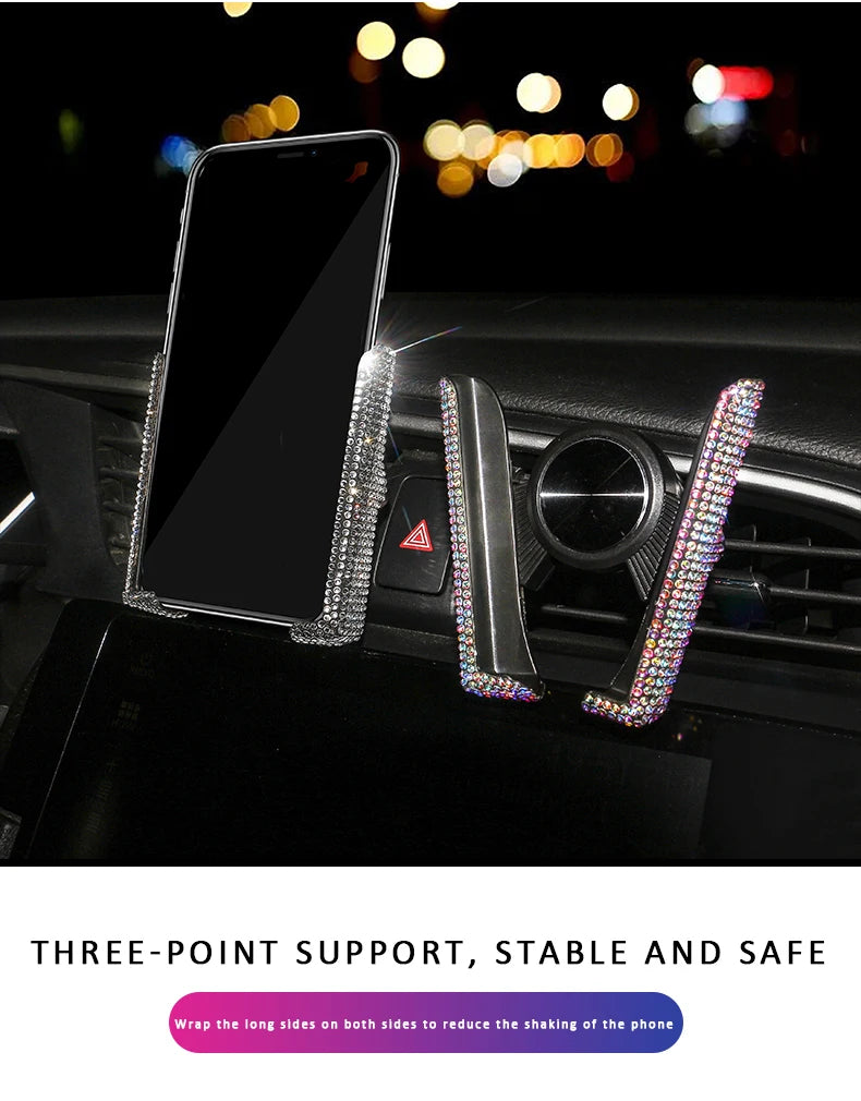 👑 Luxe Diamond Bling Car Phone Holder – Sparkle & Secure Your Device in Style 👑