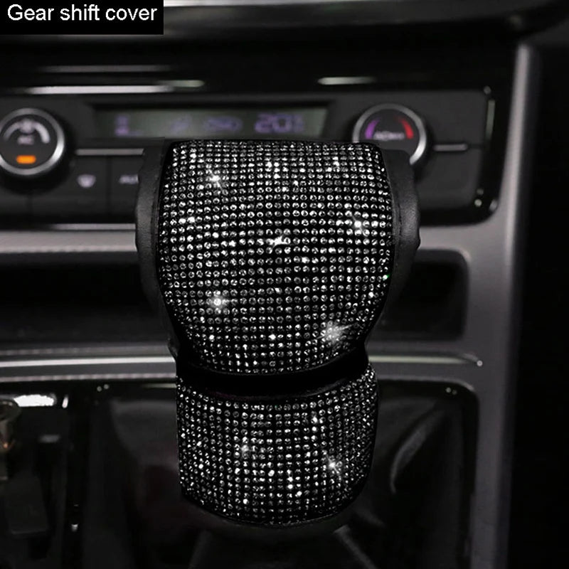 👑 Luxe Black Diamond Gear Shift & Handbrake Cover – Bling Meets Bold Elegance 👑