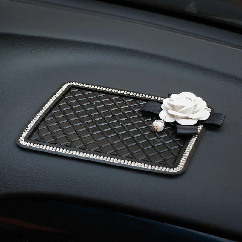 👑 Luxe Bling Floral Anti-Slip Car Mat – Secure & Sparkle in Style 👑