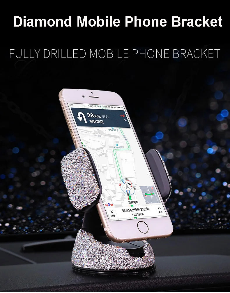 👑 Luxe Diamond 360° Car Phone Holder – Sparkle, Style & Stability in Every Drive 👑