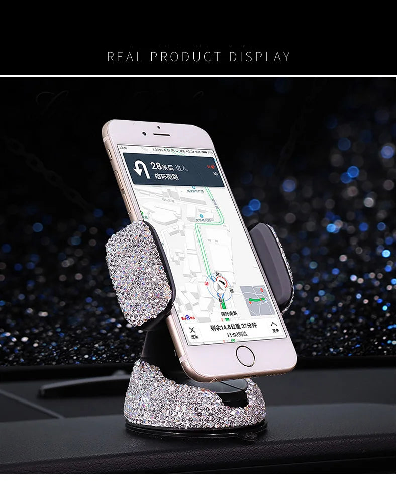 👑 Luxe Diamond 360° Car Phone Holder – Sparkle, Style & Stability in Every Drive 👑