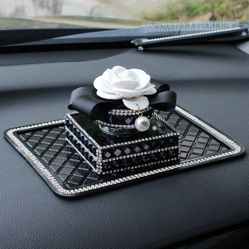 👑 Luxe Bling Floral Anti-Slip Car Mat – Secure & Sparkle in Style 👑