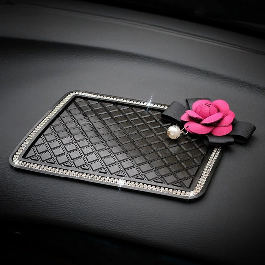 👑 Luxe Bling Floral Anti-Slip Car Mat – Secure & Sparkle in Style 👑