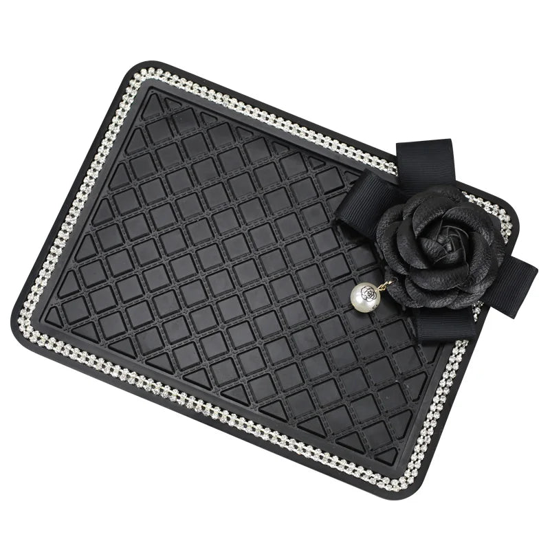 👑 Luxe Bling Floral Anti-Slip Car Mat – Secure & Sparkle in Style 👑