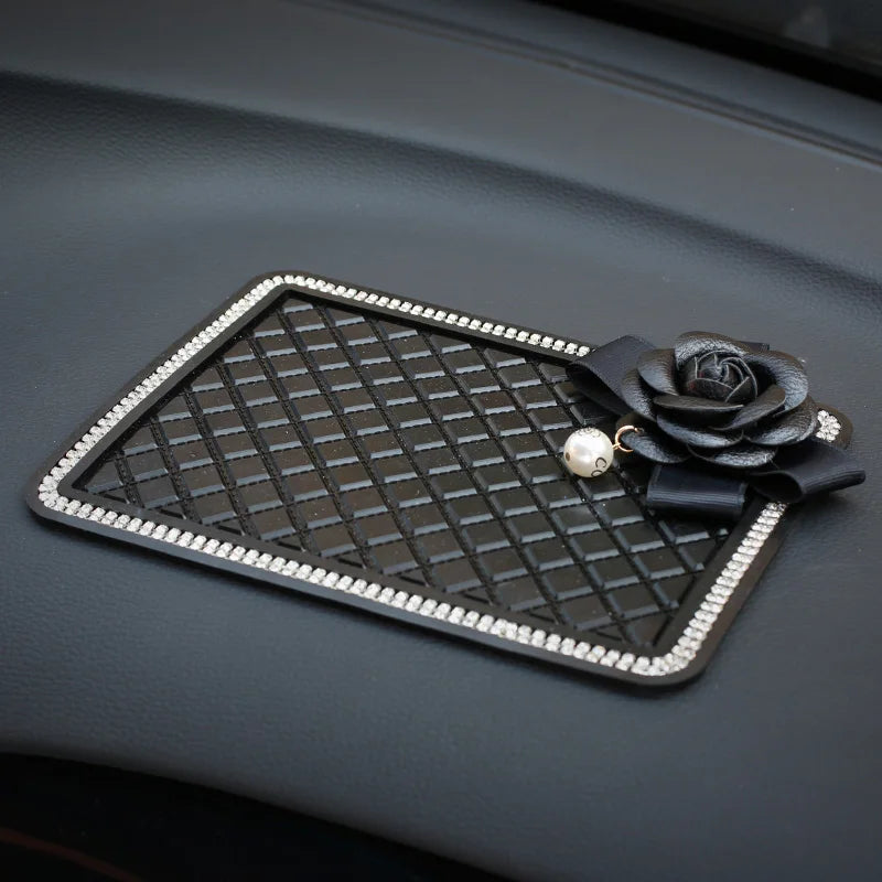 👑 Luxe Bling Floral Anti-Slip Car Mat – Secure & Sparkle in Style 👑