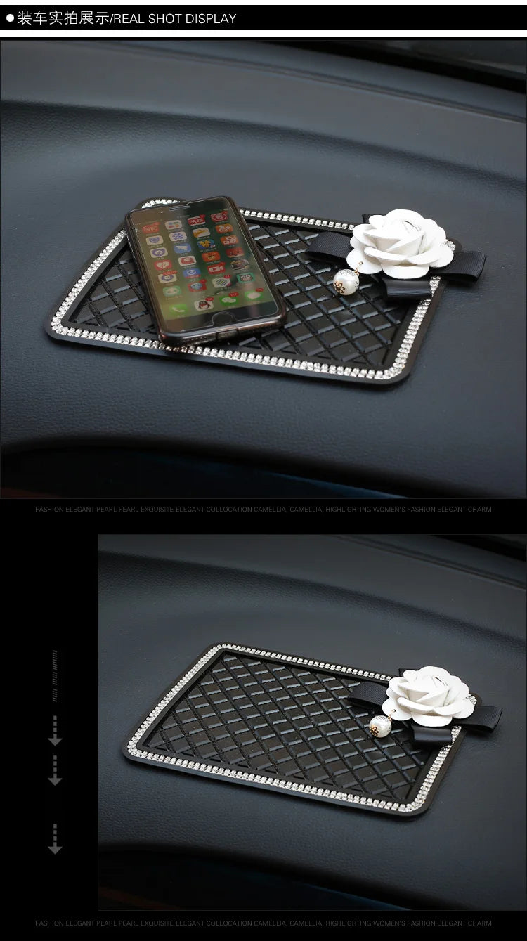 👑 Luxe Bling Floral Anti-Slip Car Mat – Secure & Sparkle in Style 👑