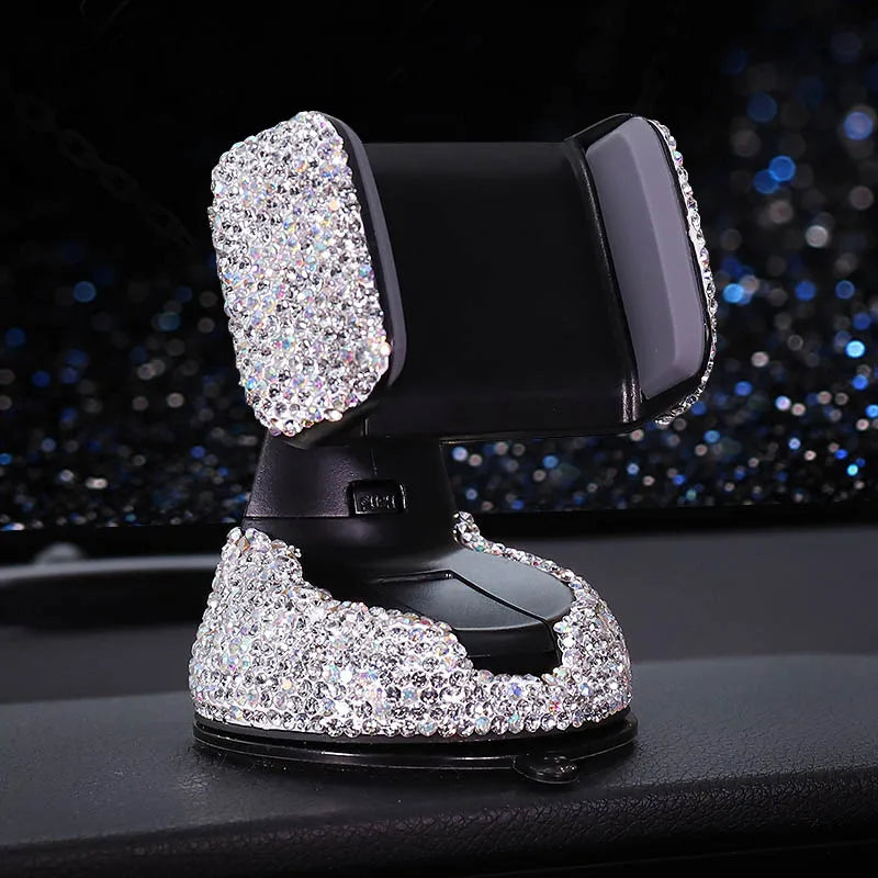 👑 Luxe Diamond 360° Car Phone Holder – Sparkle, Style & Stability in Every Drive 👑