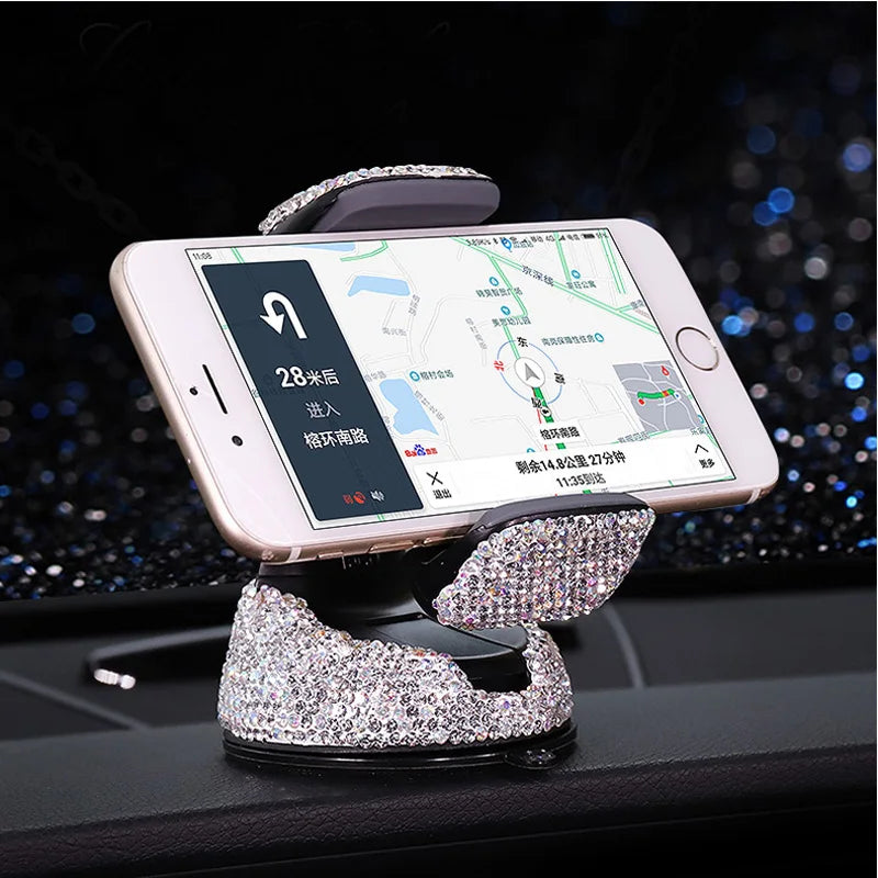 👑 Luxe Diamond 360° Car Phone Holder – Sparkle, Style & Stability in Every Drive 👑