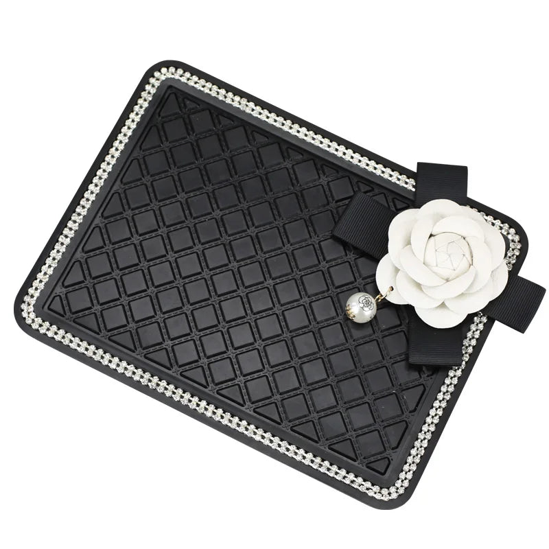 👑 Luxe Bling Floral Anti-Slip Car Mat – Secure & Sparkle in Style 👑