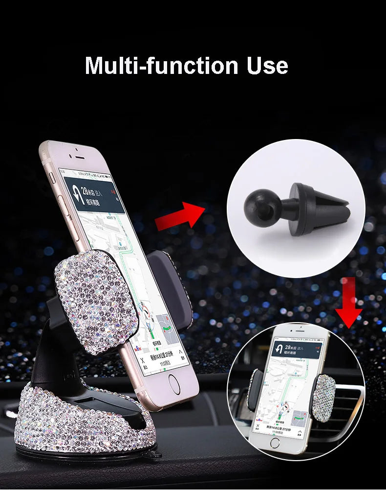 👑 Luxe Diamond 360° Car Phone Holder – Sparkle, Style & Stability in Every Drive 👑