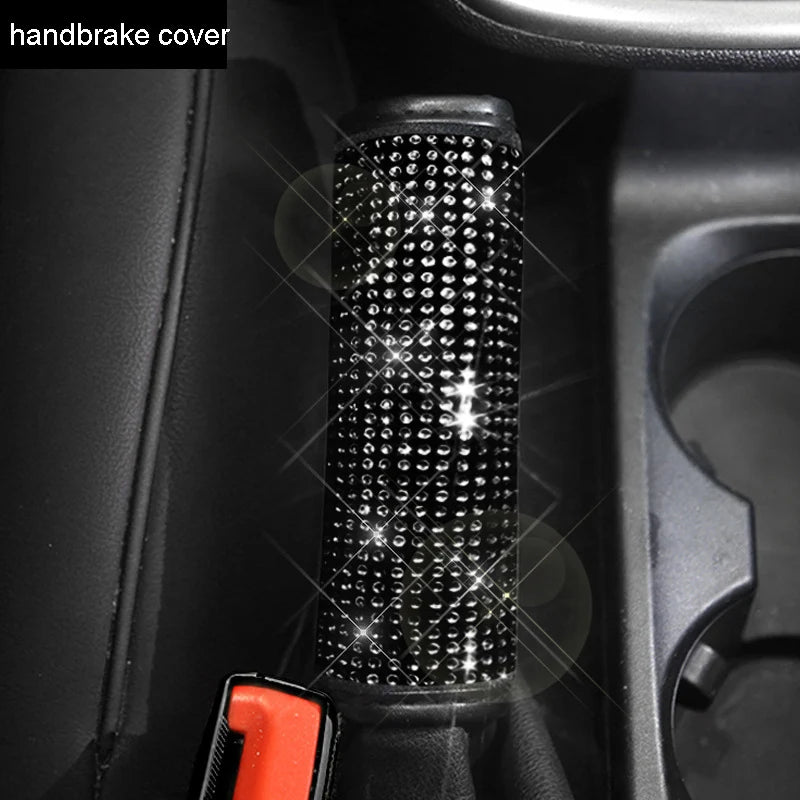 👑 Luxe Black Diamond Gear Shift & Handbrake Cover – Bling Meets Bold Elegance 👑