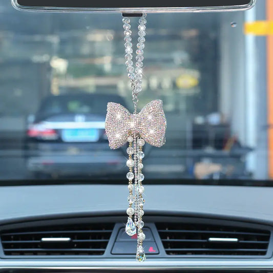 👑 Luxe Diamond Bowknot Car Pendant – Elegance & Sparkle for Every Ride 👑