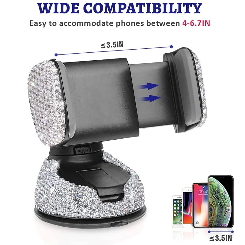 👑 Luxe Diamond 360° Car Phone Holder – Sparkle, Style & Stability in Every Drive 👑