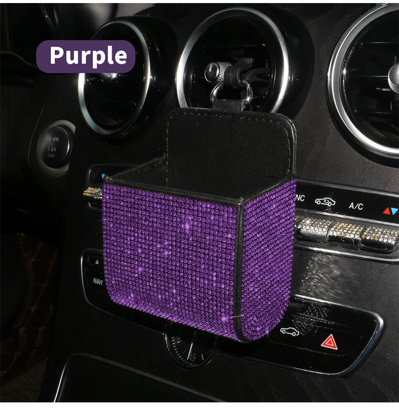 👑 Luxe Crystal Diamond Car Vent Storage Box – Chic & Functional Glam for Queens 👑