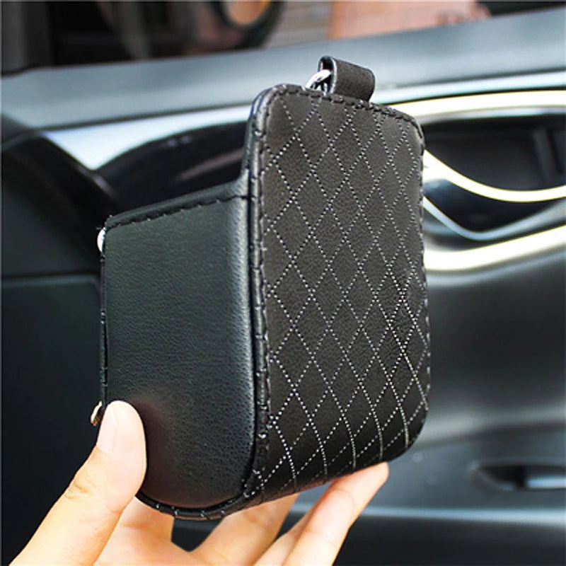 👑 Luxe Camellia Diamond Car Vent Trash Box & Storage Pouch – Chic Organization for Queens 👑