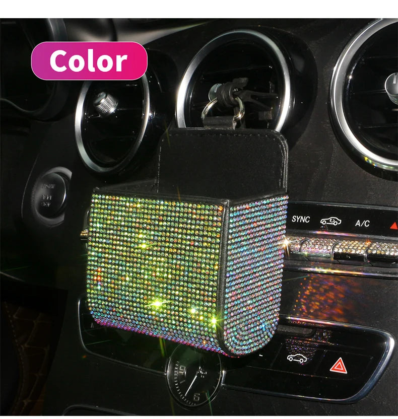 👑 Luxe Crystal Diamond Car Vent Storage Box – Chic & Functional Glam for Queens 👑