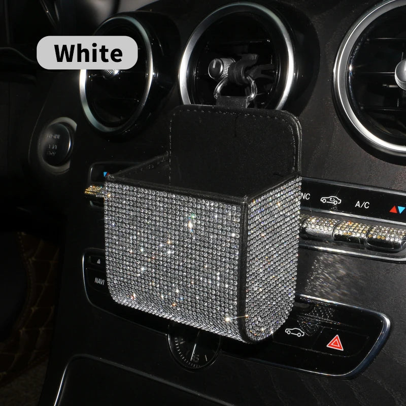 👑 Luxe Crystal Diamond Car Vent Storage Box – Chic & Functional Glam for Queens 👑