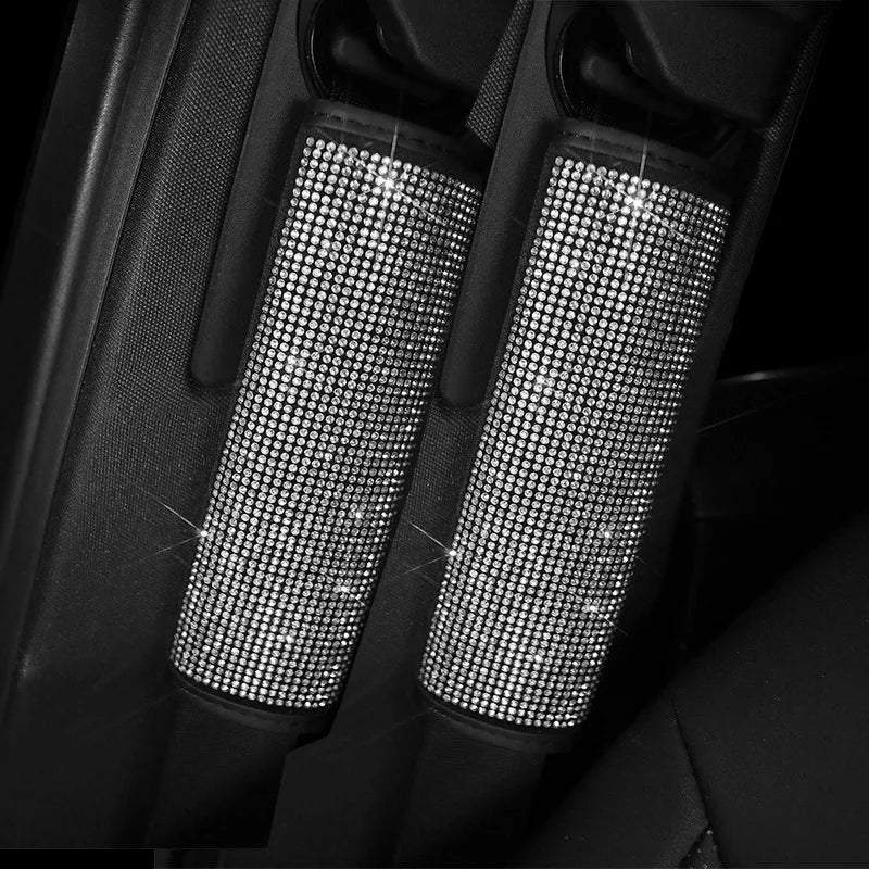 2 Pack Crystal Rhinestone Car Seat Belt Cover Auto Should Padding Protector Diamond Car Interior Accessories For Women Girls