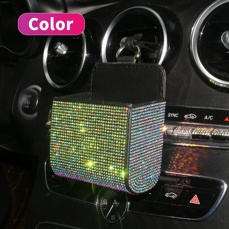 👑 Luxe Crystal Diamond Car Vent Storage Box – Chic & Functional Glam for Queens 👑