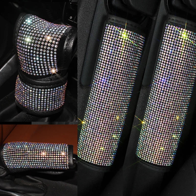 👑 Luxe Black Diamond Gear Shift & Handbrake Cover – Bling Meets Bold Elegance 👑