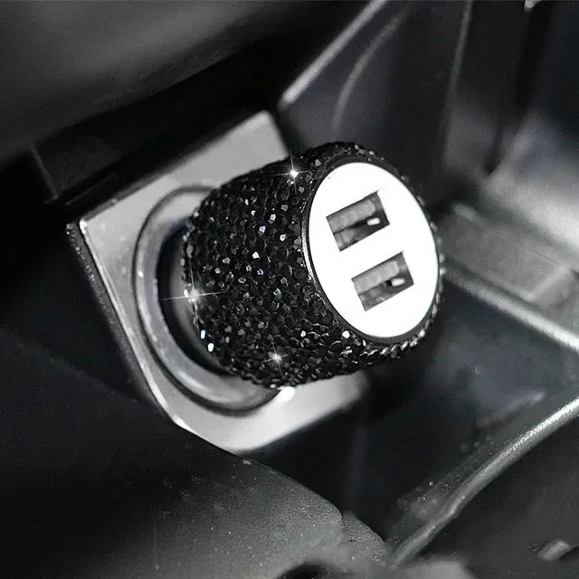 👑 Luxe Bling Dual-Port USB Car Charger – Sparkle & Speed for the Modern Queen 👑