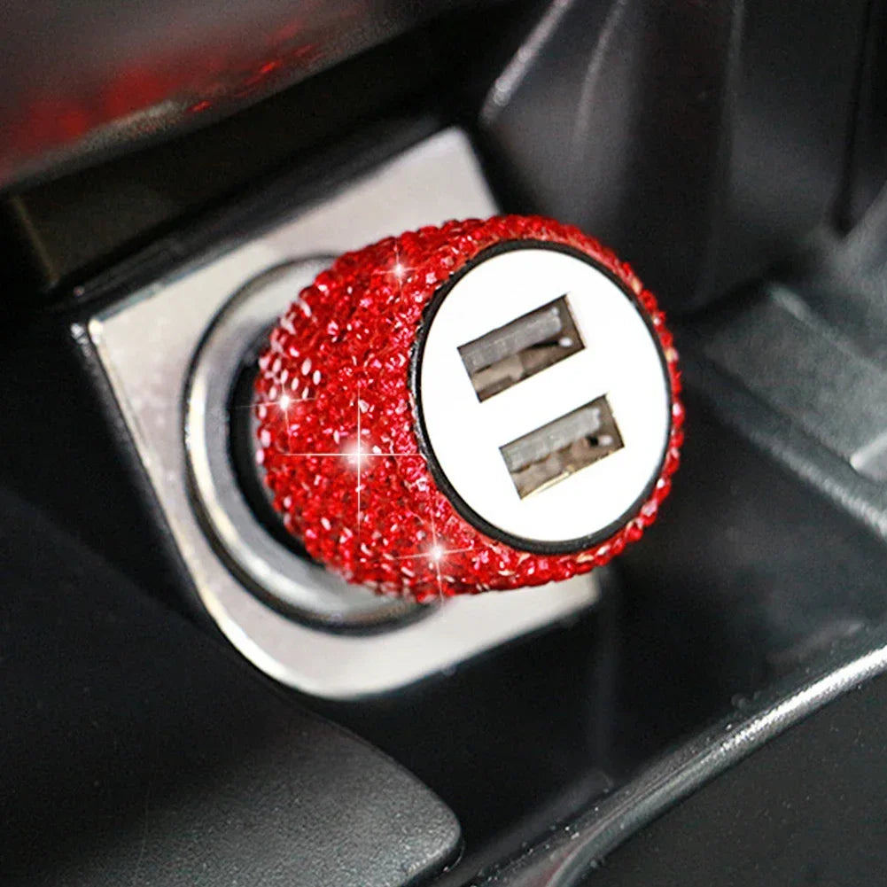 👑 Luxe Bling Dual-Port USB Car Charger – Sparkle & Speed for the Modern Queen 👑