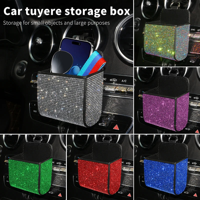 👑 Luxe Crystal Diamond Car Vent Storage Box – Chic & Functional Glam for Queens 👑