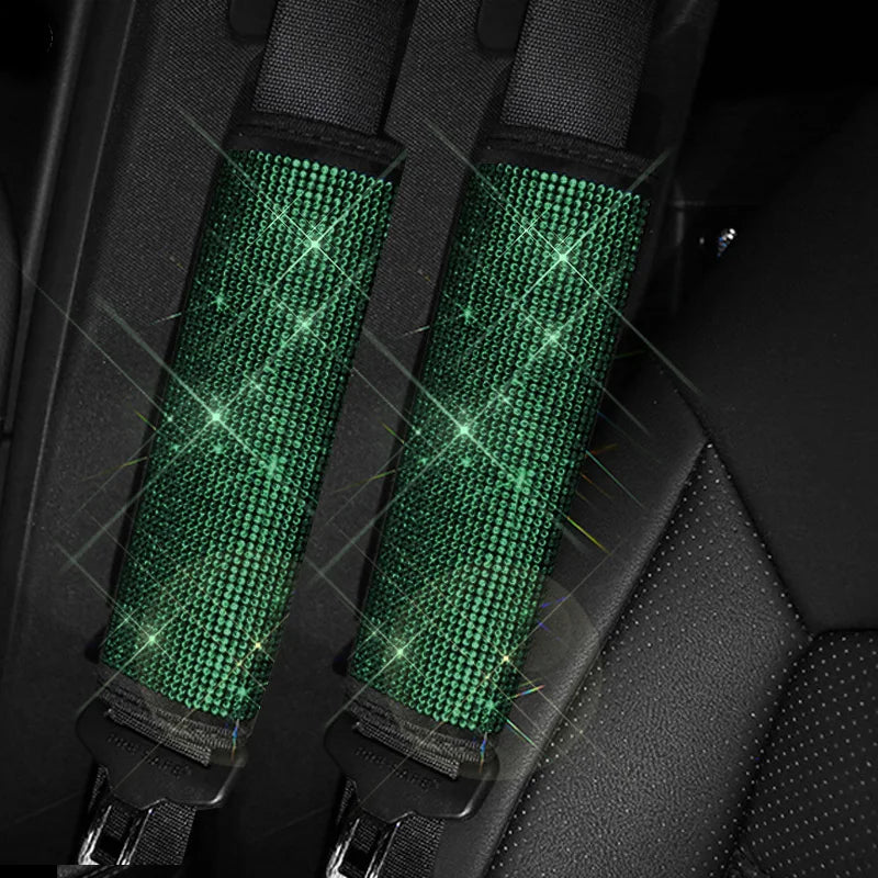 2 Pack Crystal Rhinestone Car Seat Belt Cover Auto Should Padding Protector Diamond Car Interior Accessories For Women Girls