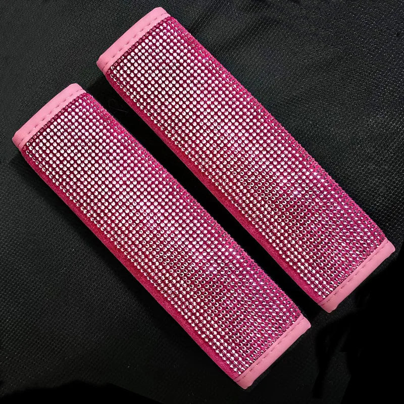 2 Pack Crystal Rhinestone Car Seat Belt Cover Auto Should Padding Protector Diamond Car Interior Accessories For Women Girls