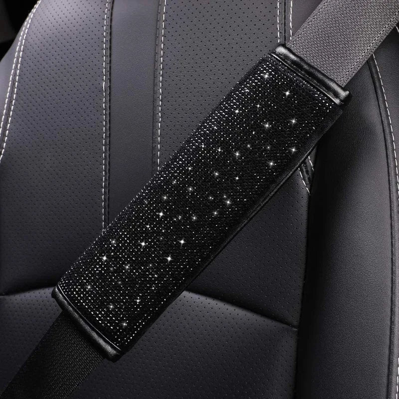 2 Pack Crystal Rhinestone Car Seat Belt Cover Auto Should Padding Protector Diamond Car Interior Accessories For Women Girls