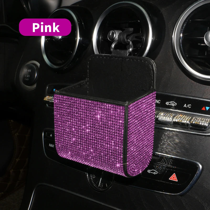 👑 Luxe Crystal Diamond Car Vent Storage Box – Chic & Functional Glam for Queens 👑