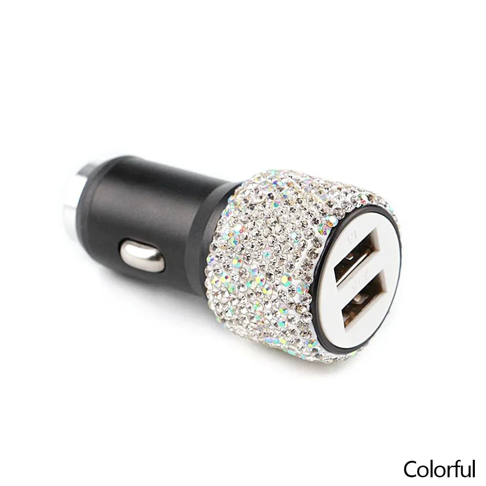 👑 Luxe Bling Dual-Port USB Car Charger – Sparkle & Speed for the Modern Queen 👑