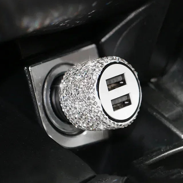 👑 Luxe Bling Dual-Port USB Car Charger – Sparkle & Speed for the Modern Queen 👑