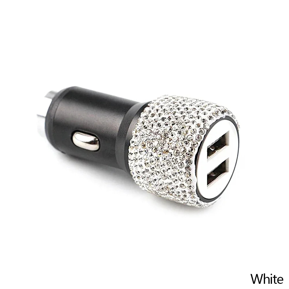 👑 Luxe Bling Dual-Port USB Car Charger – Sparkle & Speed for the Modern Queen 👑