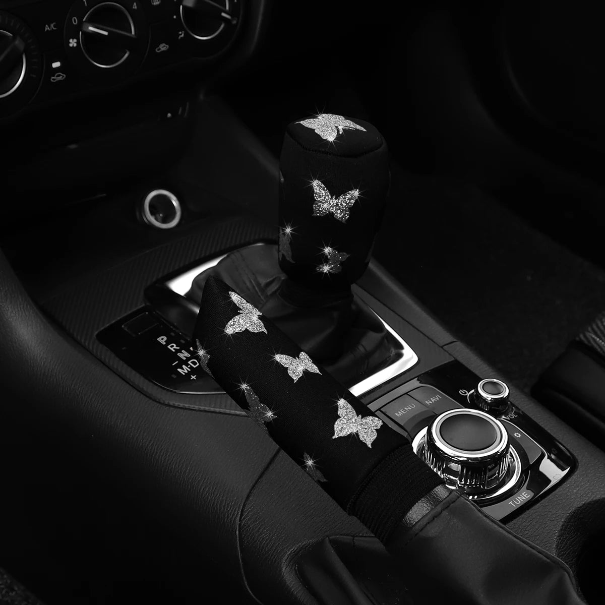 👑 Luxe Butterfly Bling Handbrake & Gear Shift Cover Set – Drive with Elegance & Sparkle 👑