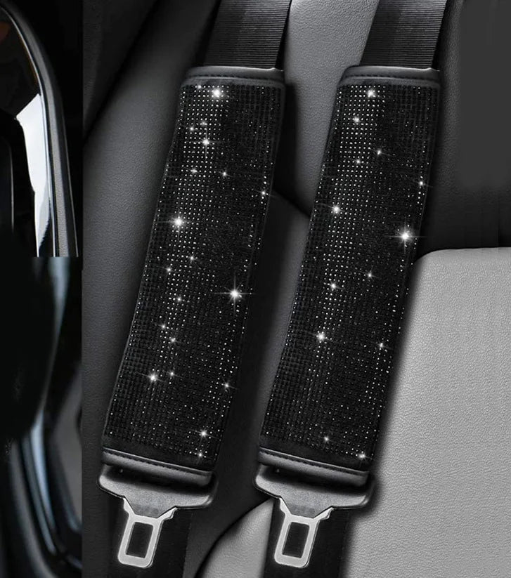 2 Pack Crystal Rhinestone Car Seat Belt Cover Auto Should Padding Protector Diamond Car Interior Accessories For Women Girls