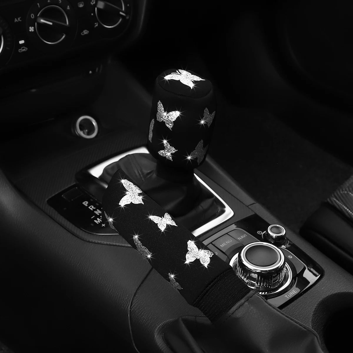 👑 Luxe Butterfly Bling Handbrake & Gear Shift Cover Set – Drive with Elegance & Sparkle 👑