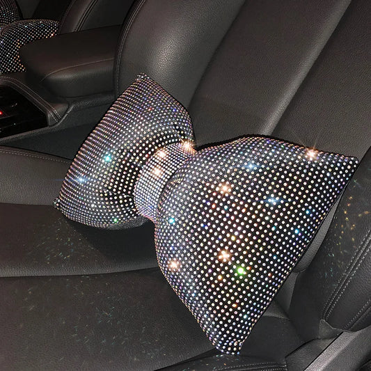 👑 Luxe Diamond Bowknot Car Waist Pillow – Comfort & Glamour in Every Ride 👑