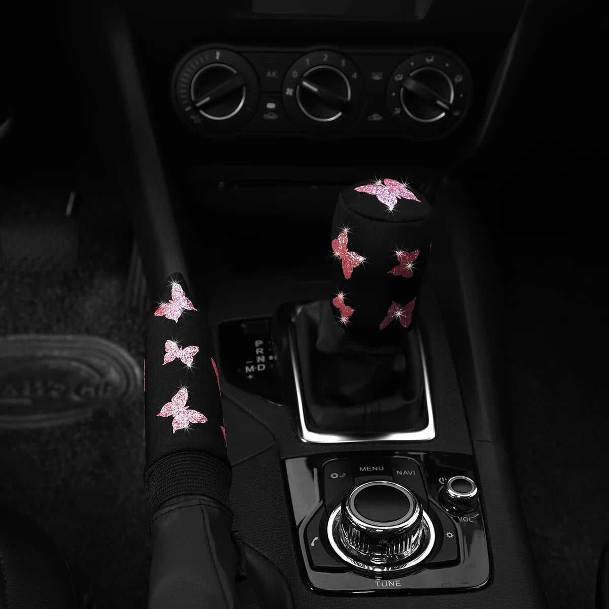 👑 Luxe Butterfly Bling Handbrake & Gear Shift Cover Set – Drive with Elegance & Sparkle 👑