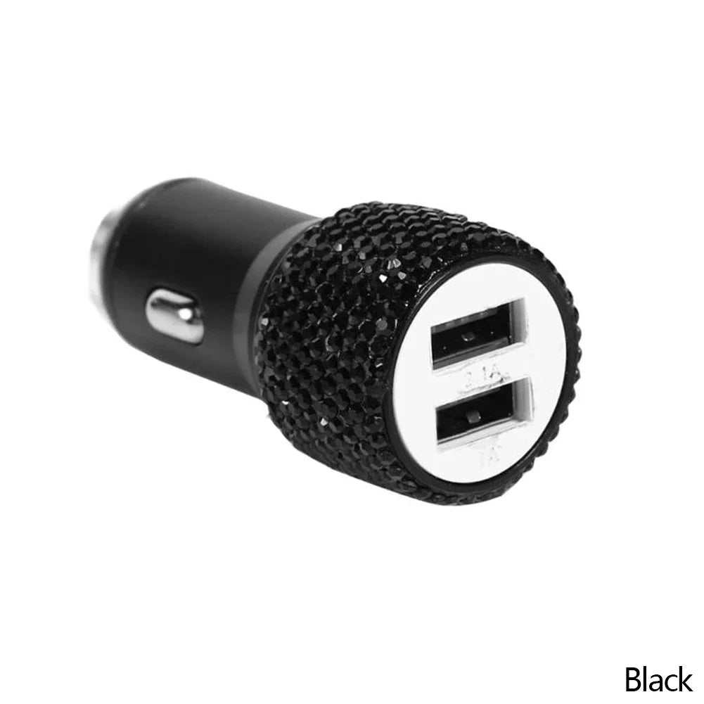 👑 Luxe Bling Dual-Port USB Car Charger – Sparkle & Speed for the Modern Queen 👑