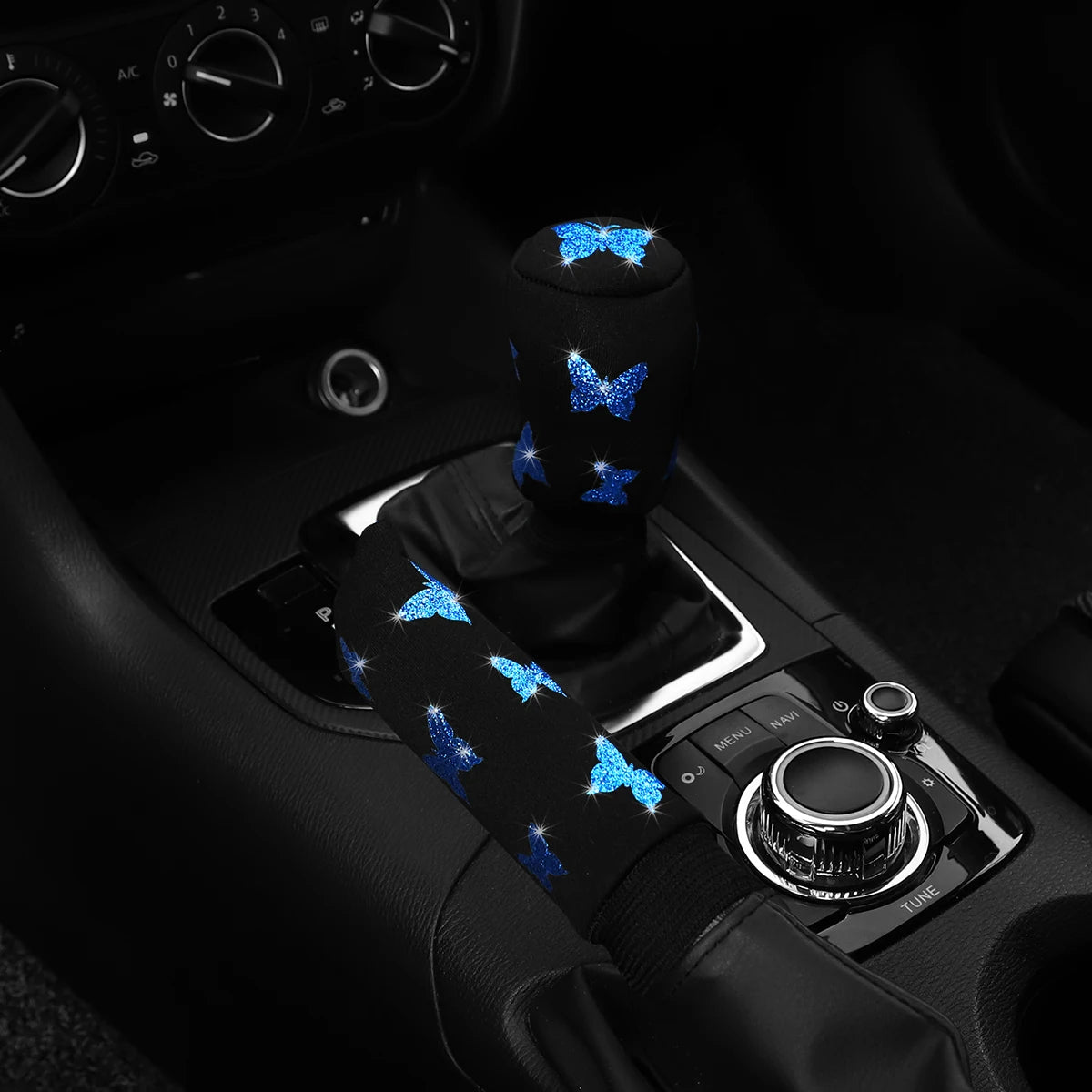 👑 Luxe Butterfly Bling Handbrake & Gear Shift Cover Set – Drive with Elegance & Sparkle 👑