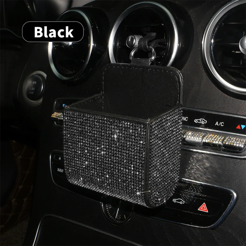 👑 Luxe Crystal Diamond Car Vent Storage Box – Chic & Functional Glam for Queens 👑