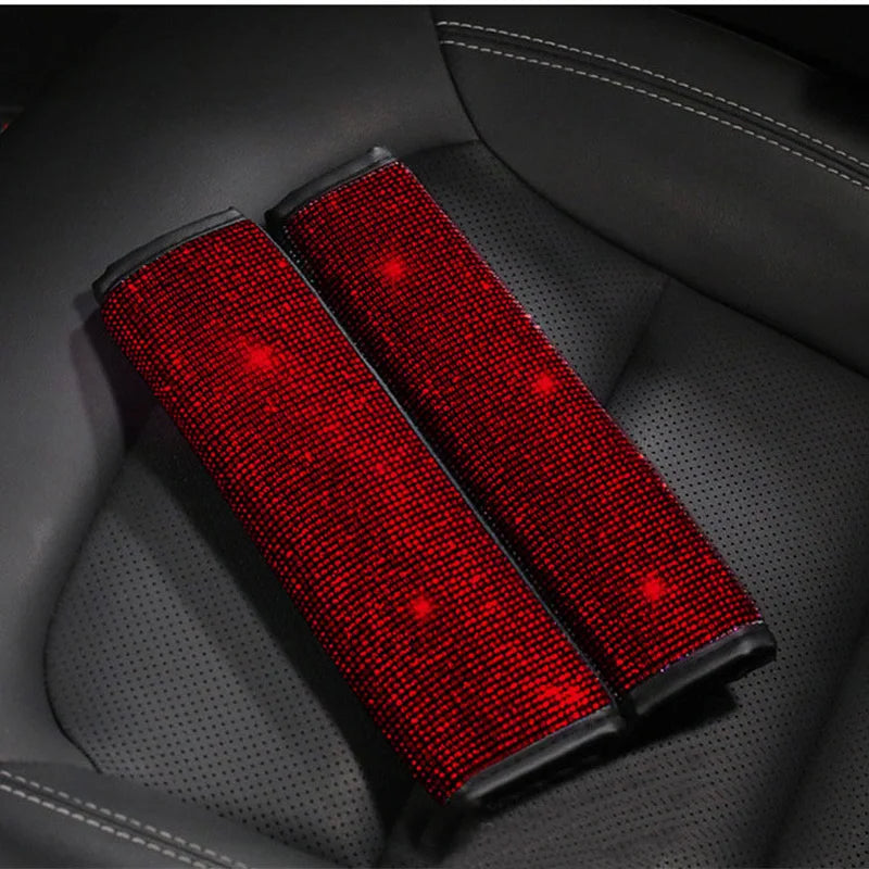 2 Pack Crystal Rhinestone Car Seat Belt Cover Auto Should Padding Protector Diamond Car Interior Accessories For Women Girls