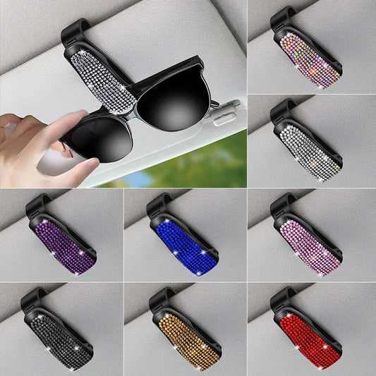 👑 Luxe Diamond Bling Car Sun Visor Glasses Holder – Sparkle & Convenience in Every Drive 👑