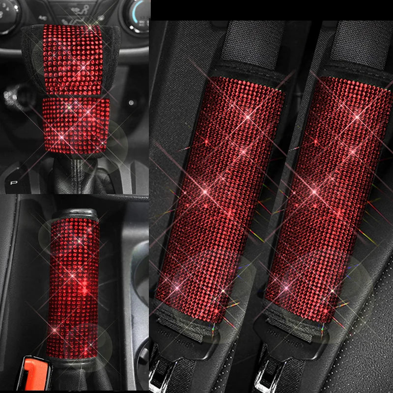 👑 Luxe Black Diamond Gear Shift & Handbrake Cover – Bling Meets Bold Elegance 👑