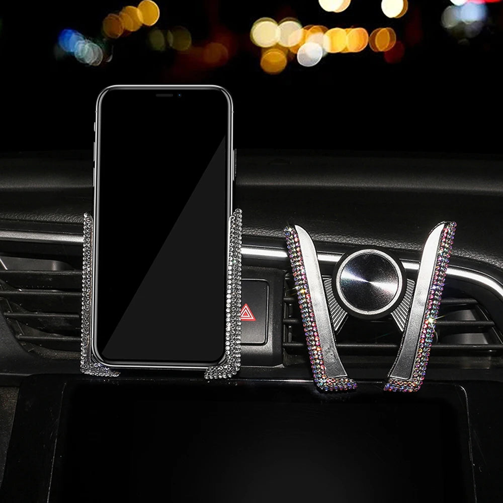 👑 Luxe Diamond Bling Car Phone Holder – Sparkle & Secure Your Device in Style 👑