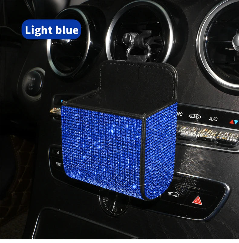 👑 Luxe Crystal Diamond Car Vent Storage Box – Chic & Functional Glam for Queens 👑