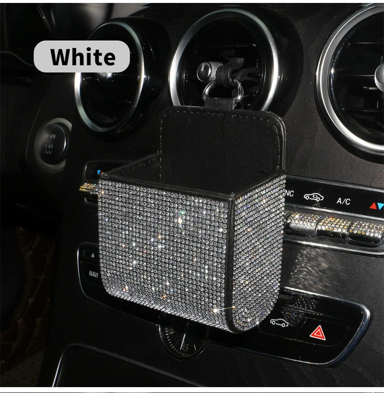 👑 Luxe Crystal Diamond Car Vent Storage Box – Chic & Functional Glam for Queens 👑