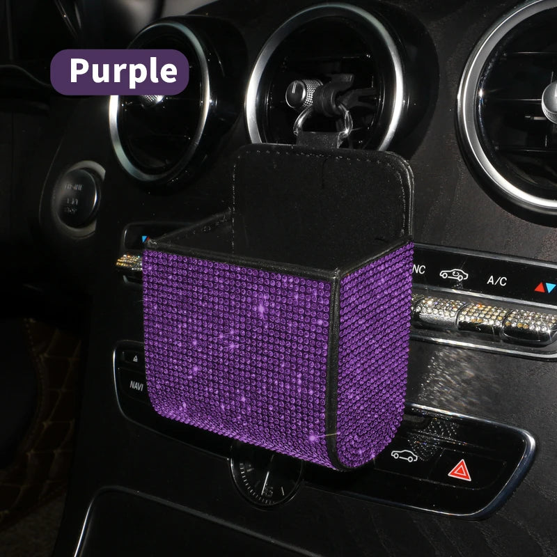 👑 Luxe Crystal Diamond Car Vent Storage Box – Chic & Functional Glam for Queens 👑