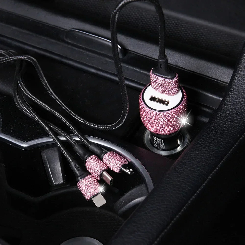 👑 Luxe Bling Dual-Port USB Car Charger – Sparkle & Speed for the Modern Queen 👑